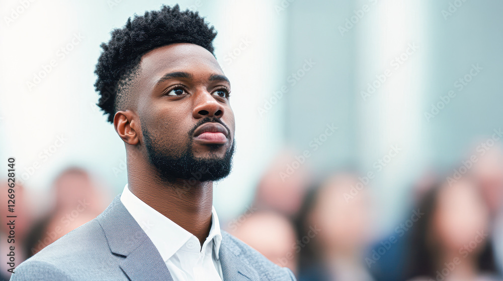 Fototapeta premium Engaged listening at indoor business conference a professional portrait