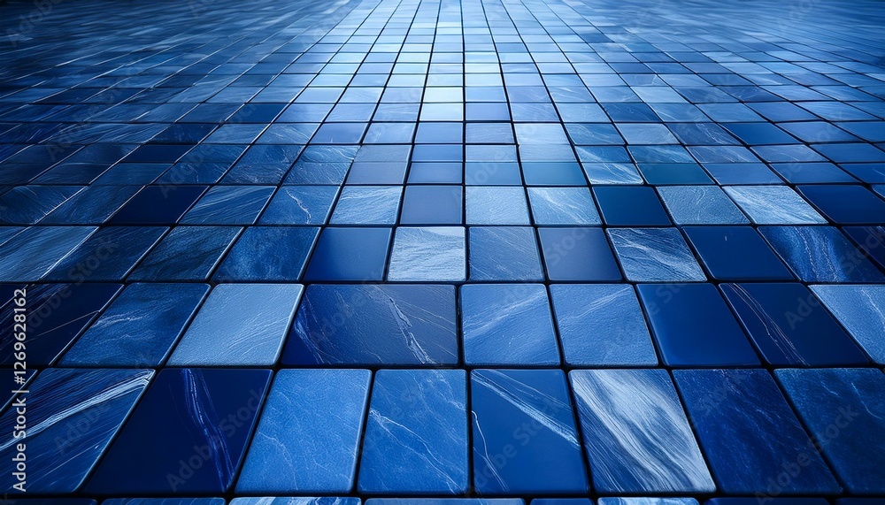 Obraz premium close up view of a floor clad in rectangular blue slate tiles a smooth uniform of marble stone surface with subtle variations in shade and texture creating a visually appealing modern aesthetic