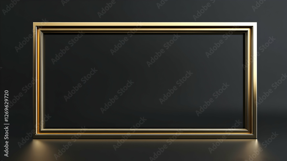 Luxurious gold picture frame on dark background with elegant design Luxurious gold picture frame on dark background with elegant design