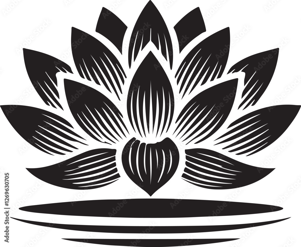 Fototapeta premium Continuous line drawing of lotus flower. One line drawing background. Vector illustration