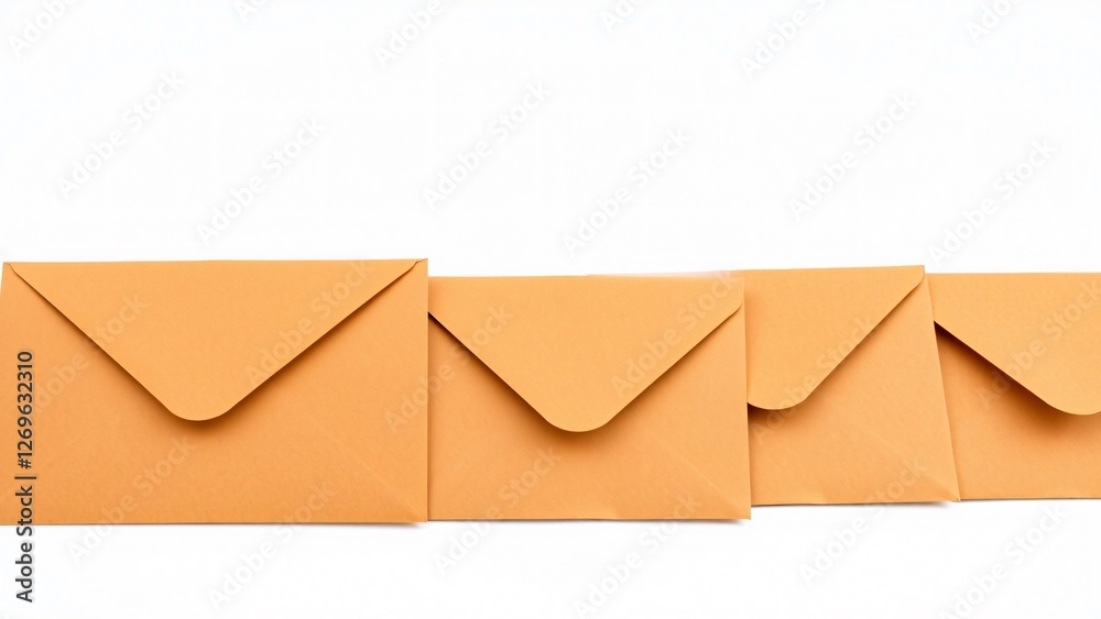 Row of Kraft Paper Envelopes on White Background Row of Kraft Paper Envelopes on White Background