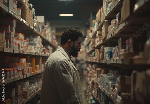 Wallpaper Mural Pharmacist Organizing Medications in a Pharmacy Aisle Torontodigital.ca