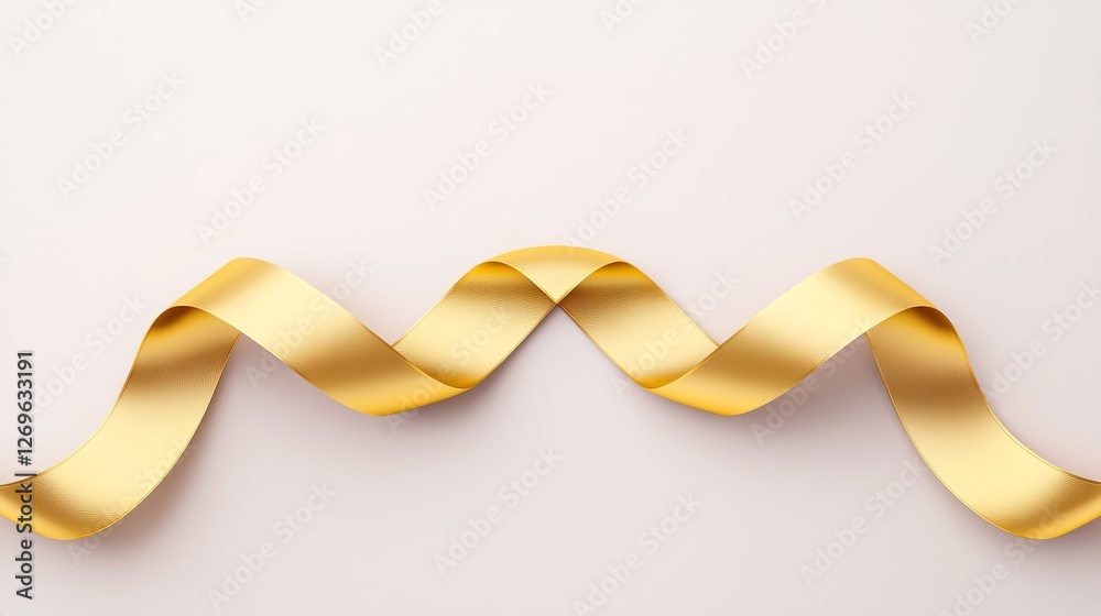 Elegant golden ribbon decoration studio setting photography minimalist style close-up view celebration concept