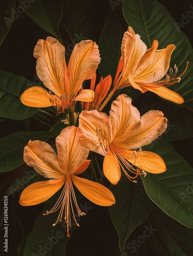 Orange flowers with green leaves