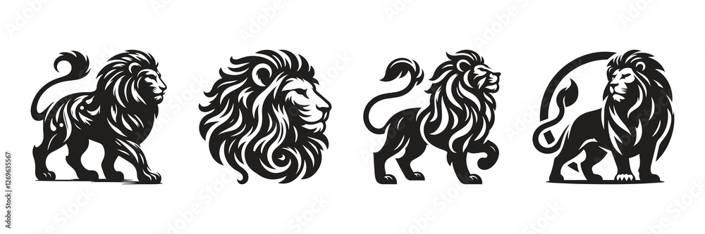 Lion logos vector illustration collection set Lion logos vector illustration collection set