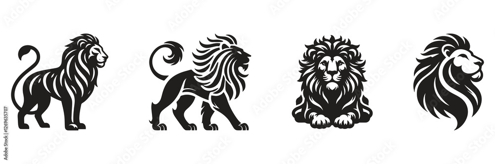 Obraz premium Lion logos vector illustration collection set