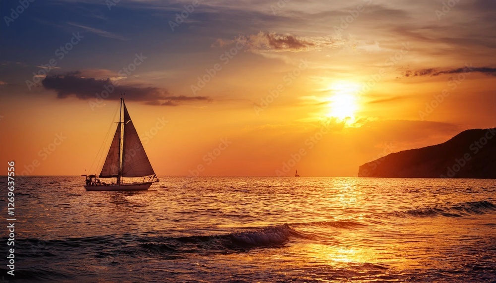 Fototapeta premium sailboat at sunset