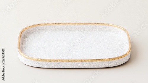 Wallpaper Mural Elegant white serving tray with gold trim modern kitchen decorative item minimalist style top view home decor Torontodigital.ca