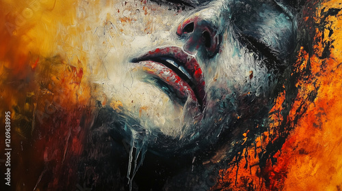 portrait of a young woman with painted face