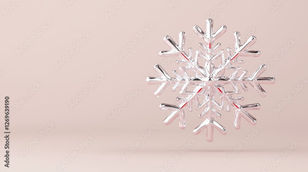 Obraz premium Winter wonderland snowflake design minimalist background 3d art calm environment close-up viewpoint