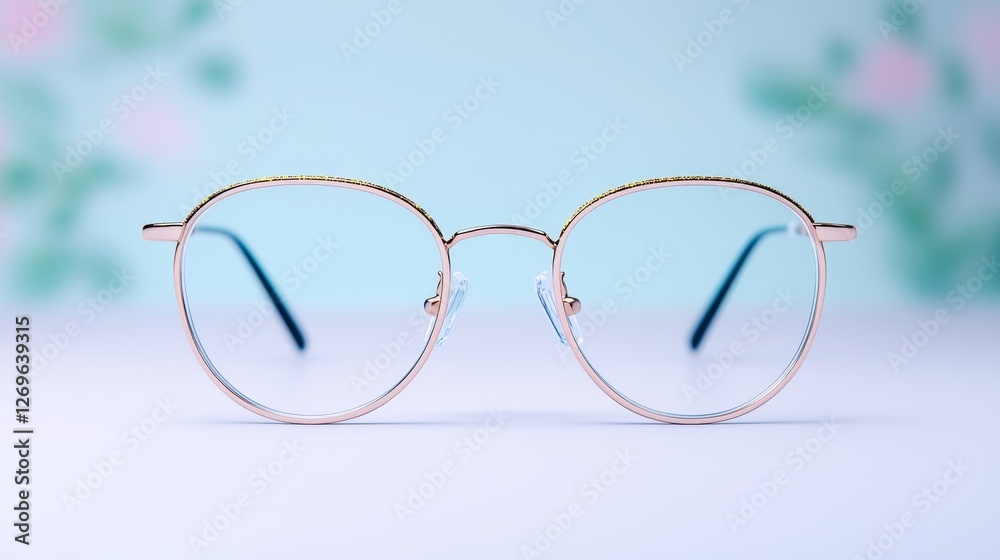 Fototapeta premium Stylish eyeglasses display studio product photography minimalist front view fashion accessories