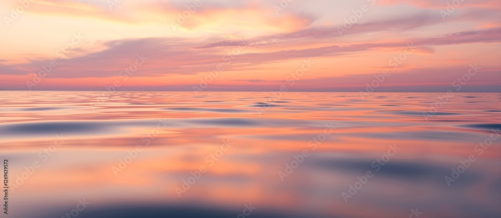 Fototapeta premium Sunset over a calm pink sea.