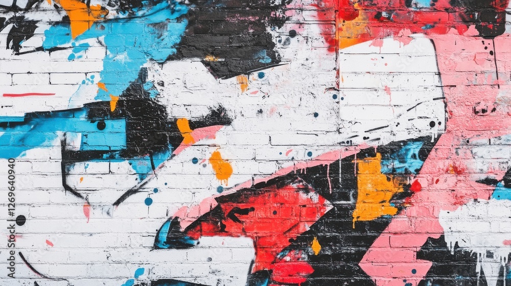 Fototapeta premium Vibrant Street Art Graffiti, Urban Wall, Abstract Designs, City Environment, Close-Up View, Contemporary Expression