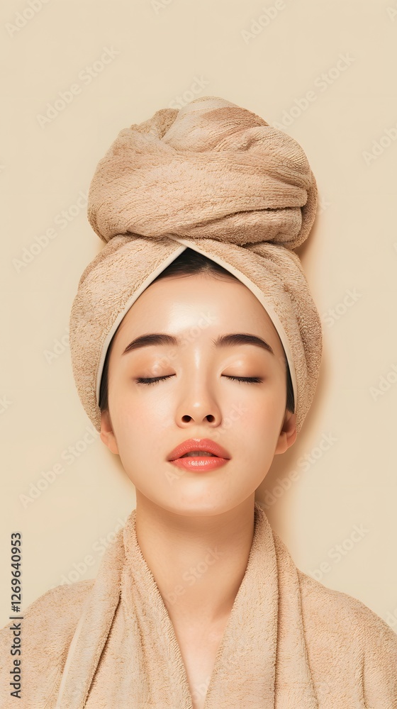 Tranquil Asian Woman Enjoying Spa Pampering with Face Mask