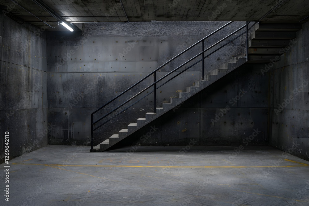 Concrete Staircase in Abandoned Industrial Interior