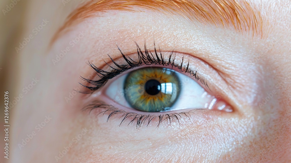 Obraz premium Closeup of woman's eye, green and hazel. Possible use For use in medical or beauty applications