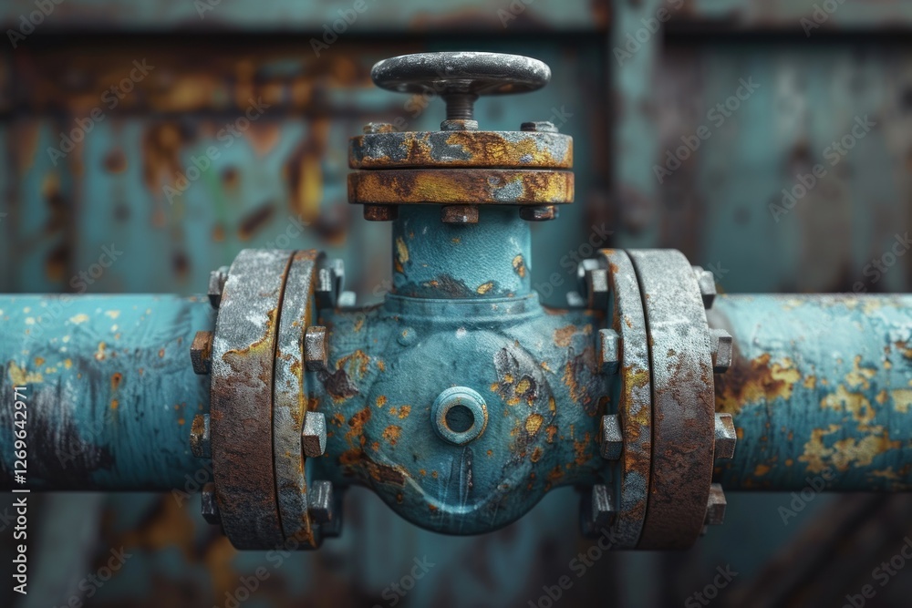 A simple metal valve rests against a dark industrial background, showcasing mechanical efficiency in soft lighting A simple metal valve rests against a dark industrial background, showcasing mechanical efficiency in soft lighting