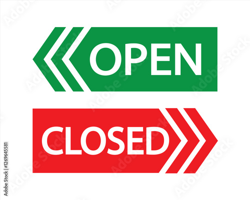 Sliding door opening and closed direction. slide open- and closed-door sign, Vector illustration