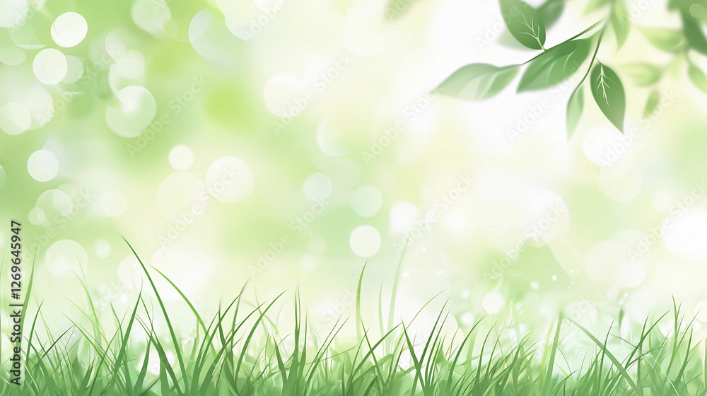banner background with green grass plants in spring on bokeh background banner background with green grass plants in spring on bokeh background