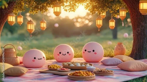 Kawaii Family Sharing Iftar Outdoors