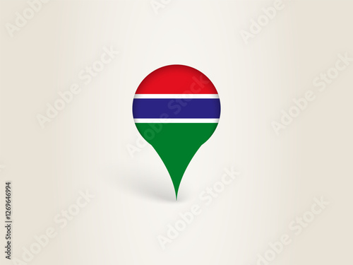 Pin Icon with Gambia National Flag.