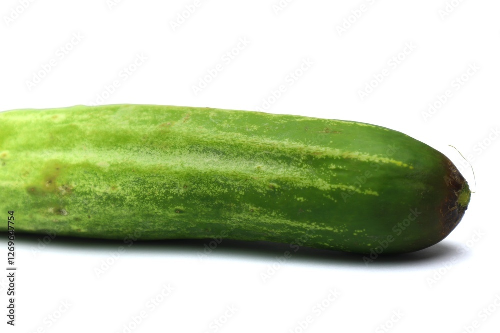 Close-up Studio Shot of Fresh Green Cucumber Isolated on White Surface Close-up Studio Shot of Fresh Green Cucumber Isolated on White Surface