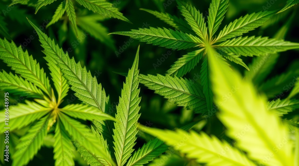 Fototapeta premium Lush Green Cannabis Leaves Background Image