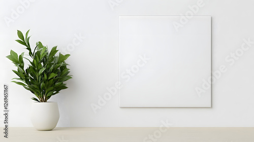 Wallpaper Mural Minimalist White Background with a Square Transparent Frame on the Wall
 Torontodigital.ca