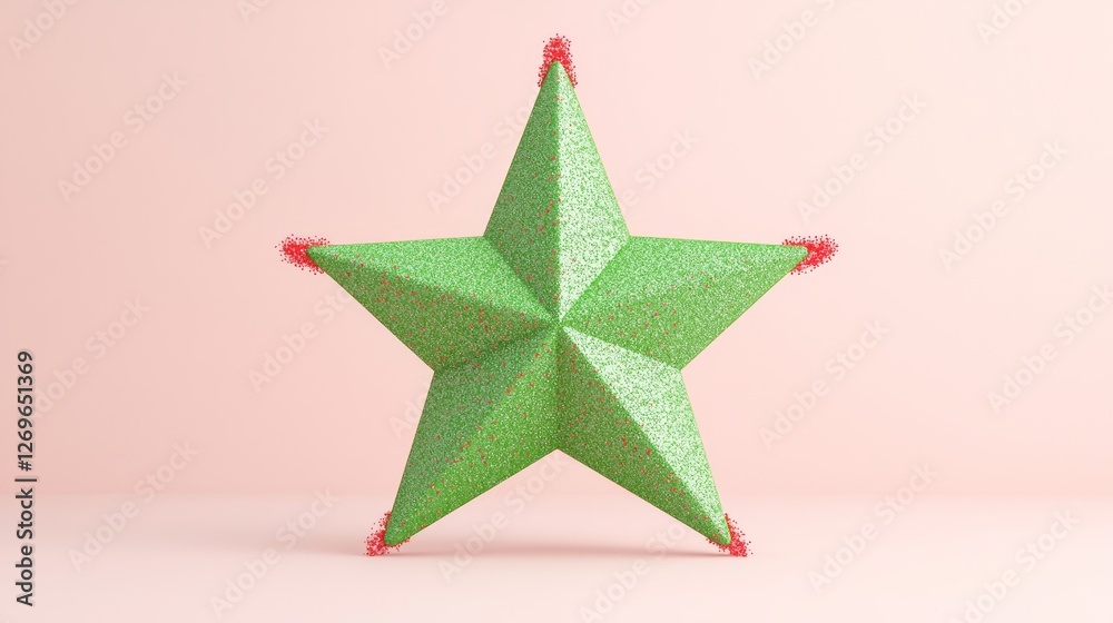 Obraz premium Festive green star decoration holiday setting digital art cheerful atmosphere front view celebration concept