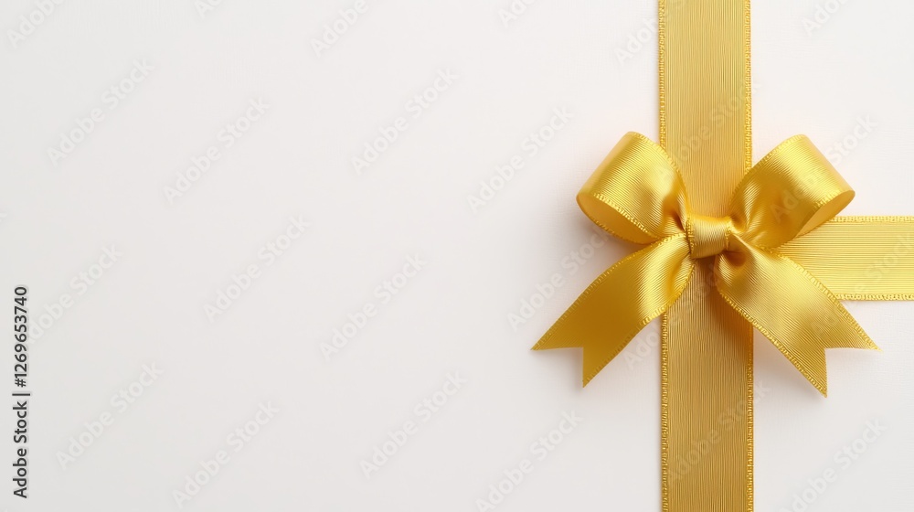 Gift wrapping celebration with gold ribbon bow home setting photography minimalist environment close-up view Gift wrapping celebration with gold ribbon bow home setting photography minimalist environment close-up view