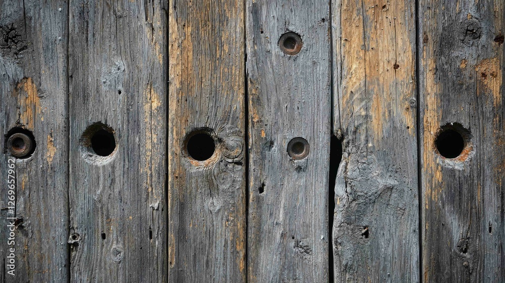 Close-Up of Bullet Holes in Dilapidated Wooden Surface Close-Up of Bullet Holes in Dilapidated Wooden Surface