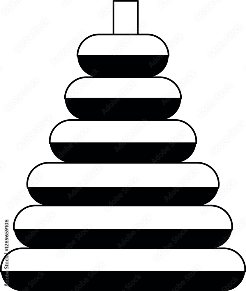 Black-and-white pyramid kid toy vector illustration Black-and-white pyramid kid toy vector illustration