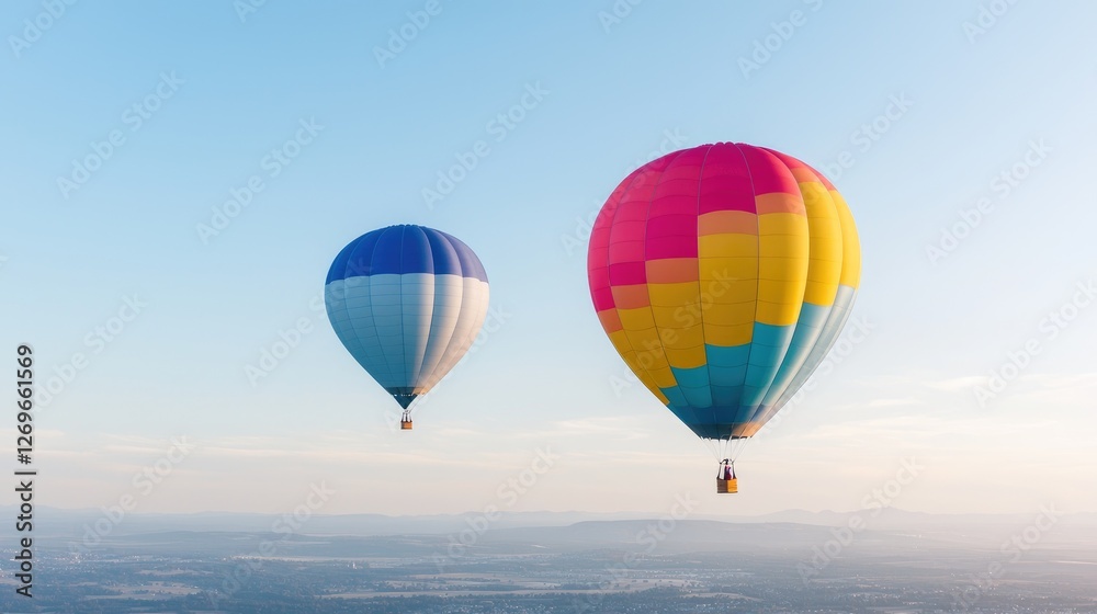 Obraz premium Colorful hot air balloons soaring above landscape