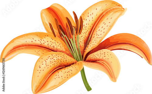 Illustration of Orange Lily Flower