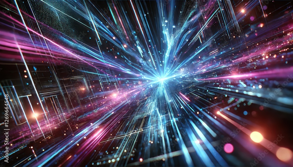 Naklejka premium Abstract depiction of information flows. In the form of rays