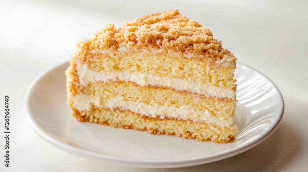 Delicious Slice of Cake with Warm Golden Crumb Topping Delicious Slice of Cake with Warm Golden Crumb Topping