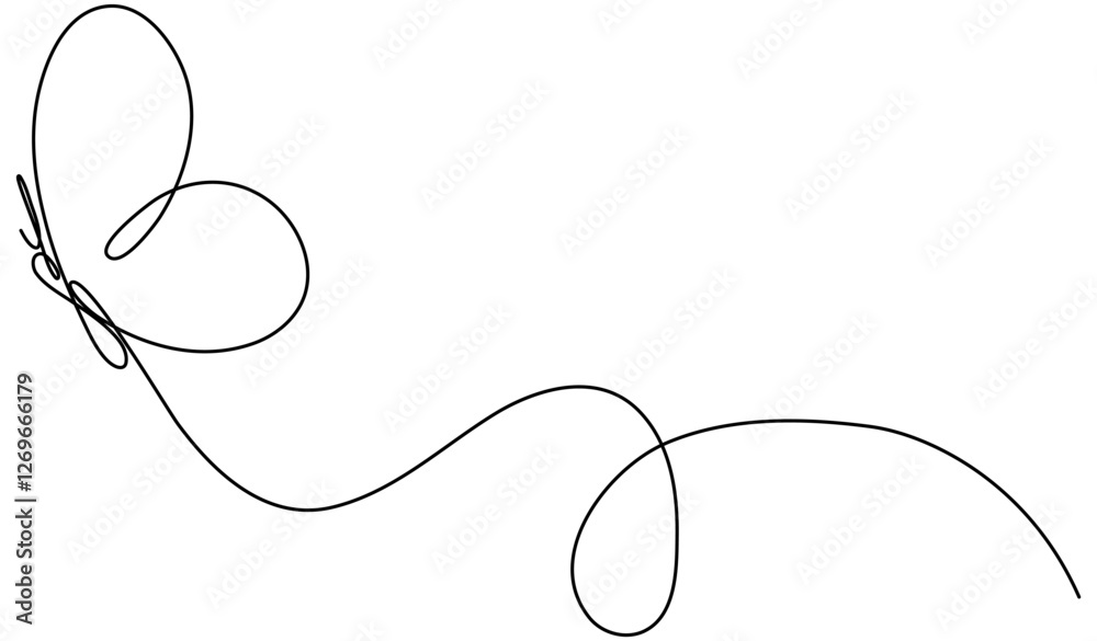 Butterfly flying continuous line art drawing. Cute butterfly insect with curve line. Vector illustration isolated on white. Butterfly flying continuous line art drawing. Cute butterfly insect with curve line. Vector illustration isolated on white.