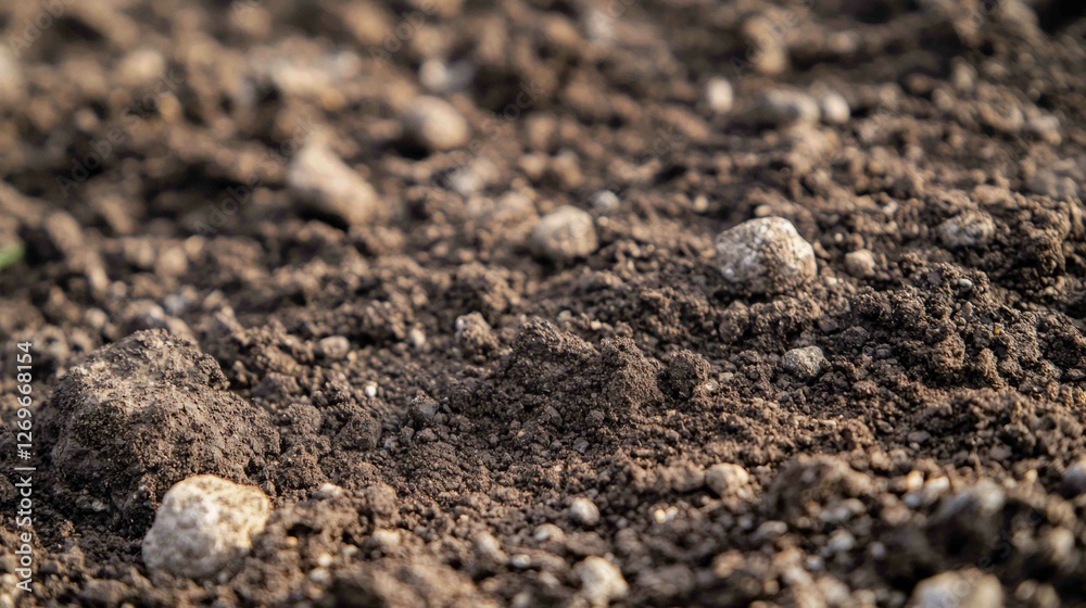 Detailed Close-Up of Soft Fertile Soil with Fine Texture Detailed Close-Up of Soft Fertile Soil with Fine Texture