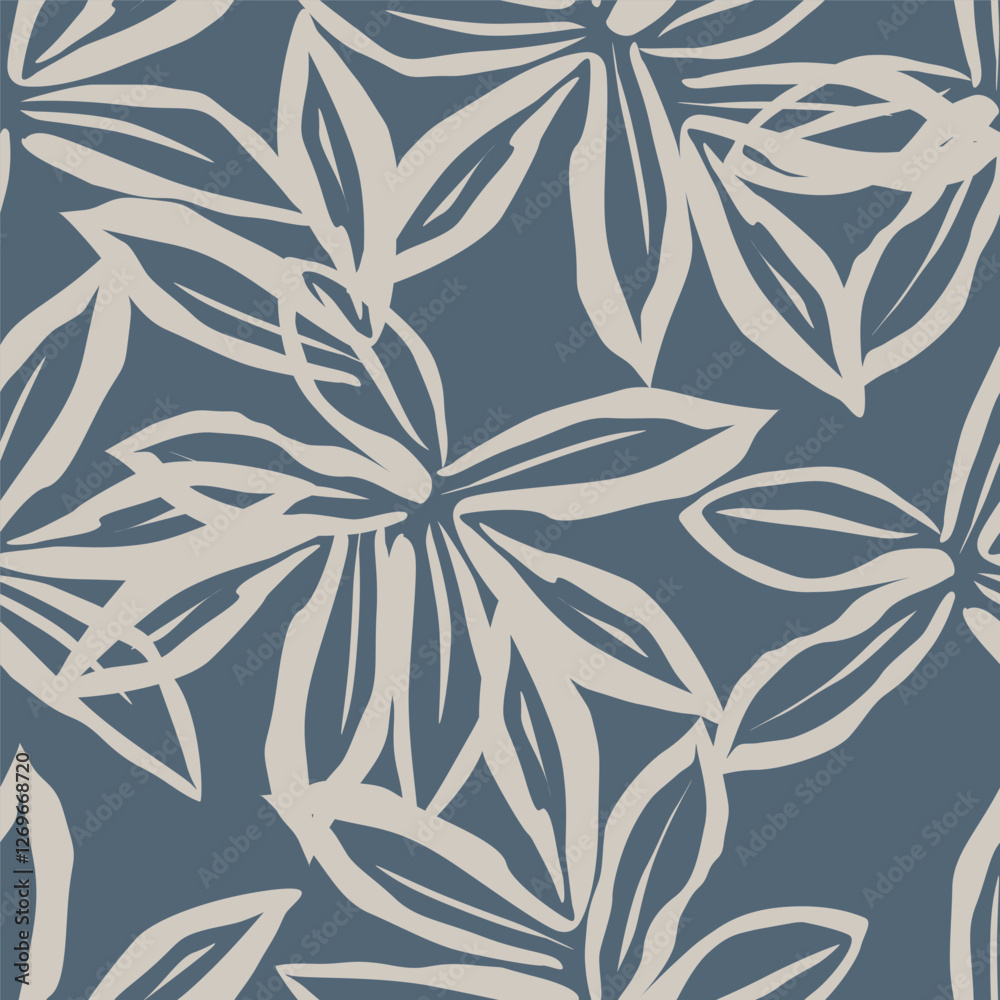 Fototapeta premium Seamless pattern with floral motifs. Vector illustration.
