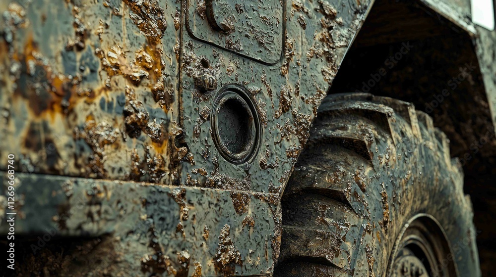Detailed View of an Old Military Vehicle with Rustic Texture Detailed View of an Old Military Vehicle with Rustic Texture