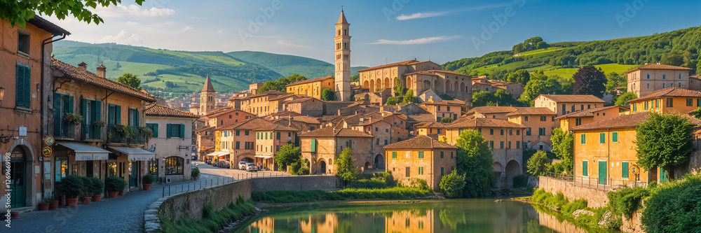 Fototapeta premium The stunning town of Sant'Agata de' Goti in the province of Benevento Italy, sunny summer day