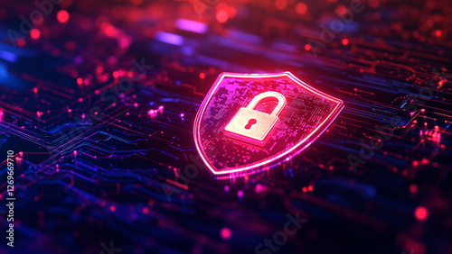 Cybersecurity Shield Network Protection, Business Security Transaction data privacy encryption Concept in Futuristics Background
