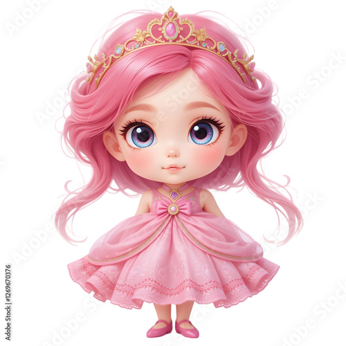 Hand drawn princess with pink dress