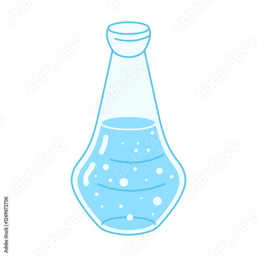 Illustration of a simple and stylish glass bottle filled with fresh, clean water, representing eco-friendly and reusable drinkware.