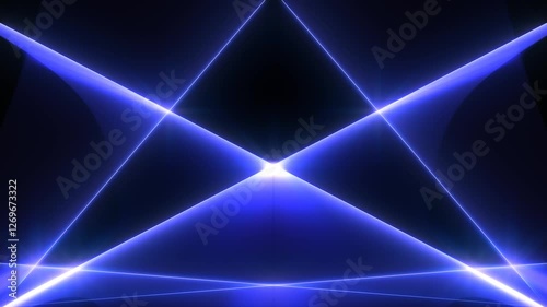 flickering blue laser line neon with rays fog and mirrored rotating, suitable for concert performance