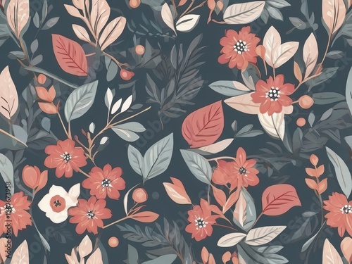 Floral flower pattern image and Winter ornaments texture Cloth elements design background