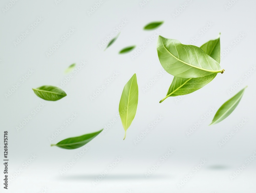 Fototapeta premium Leaves of young plant on white background.