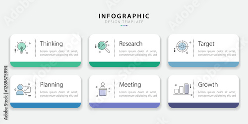 Infographic template. 6 Step timeline journey, Flat simple infographics design template. presentation graph. Business concept with numbers 6 options or steps vector illustration.