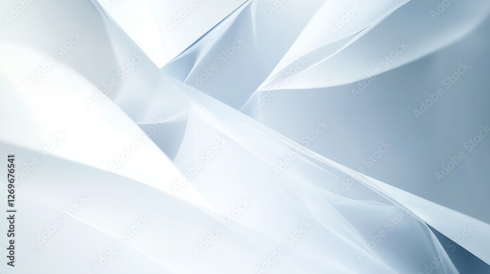 Fototapeta premium White 3d rendering futuristic perspective background with soft light wavy lines. 