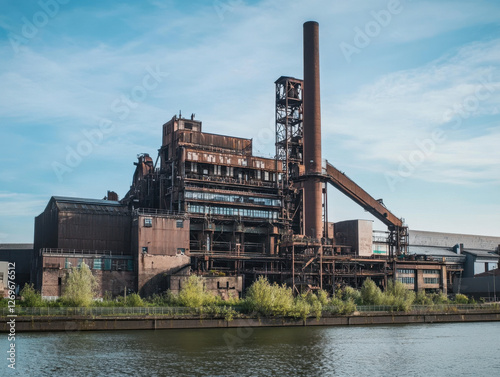 Belgium, Wallonia, metal industry on bank of Meuse 
 photo